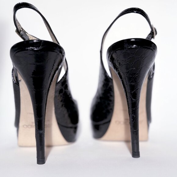 Jimmy Choo Clue Peep Toe Platform Slingback Pumps - Picture 7 of 8